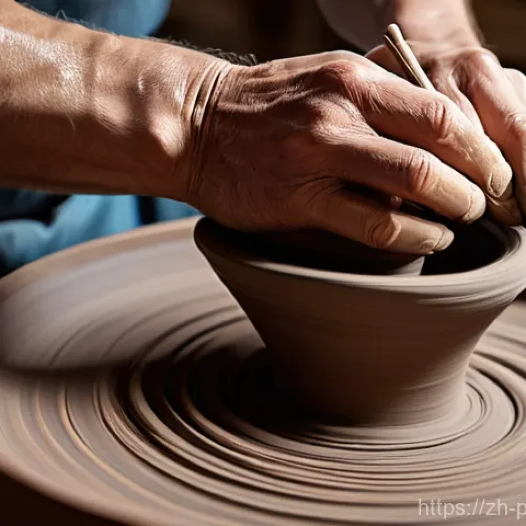 비정형 도자기 기법 - **Prompt 1: Asymmetrical Pottery Creation - The Dance of Clay and Hands**
    "A close-up shot of a ...