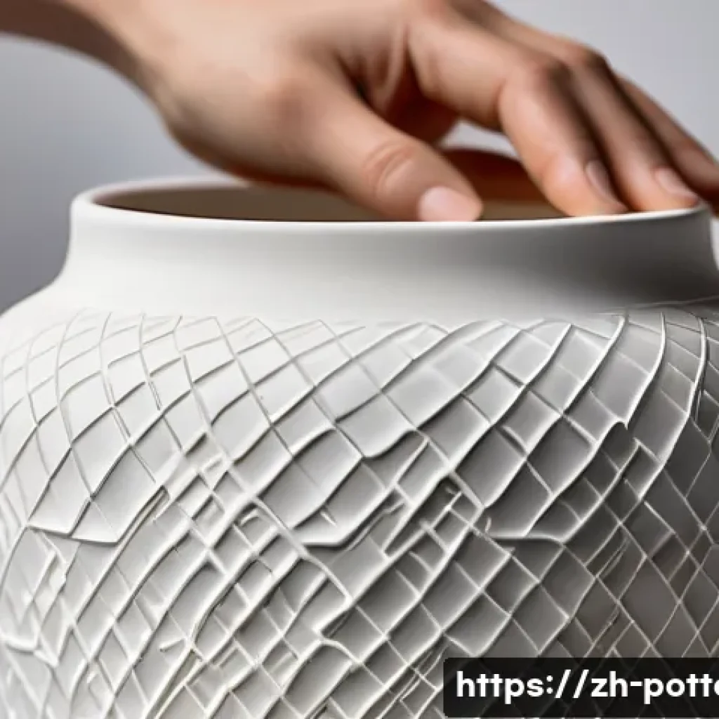 도예 흙 종류별 특성 - A detailed close-up image of a fine porcelain vase crafted from kaolin clay, showcasing its smooth, ...