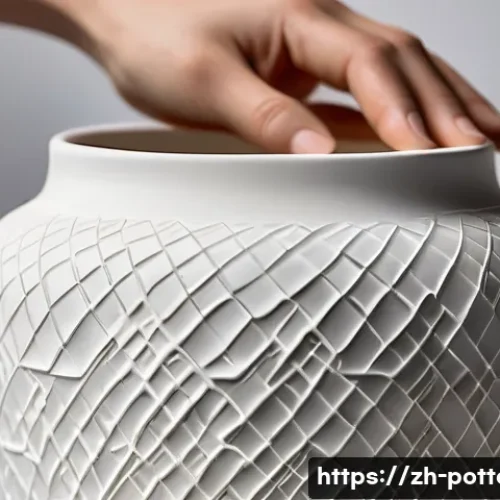 도예 흙 종류별 특성 - A detailed close-up image of a fine porcelain vase crafted from kaolin clay, showcasing its smooth, ...