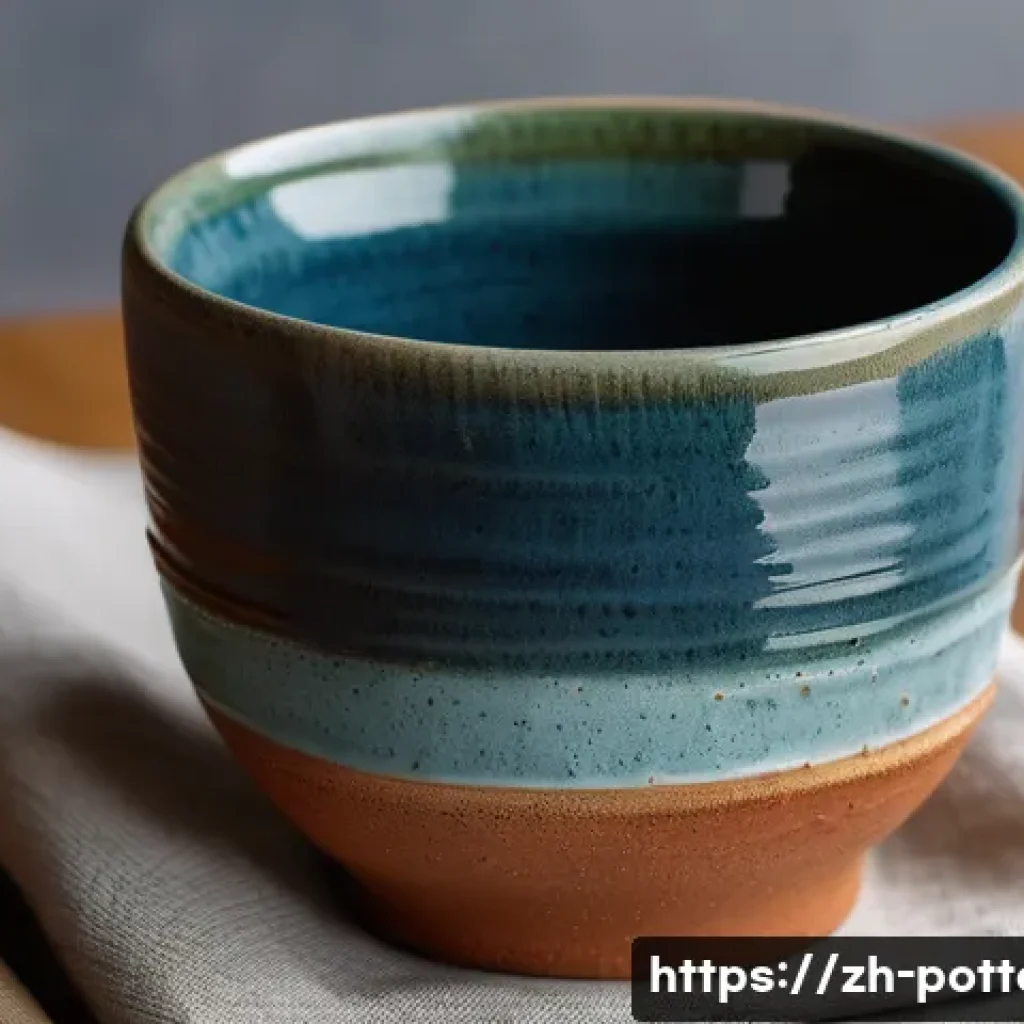 핸드빌딩 기법 - A close-up of a handcrafted ceramic cup showcasing natural finger indentations and subtle texture va...