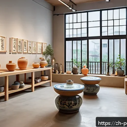 도예 창업 준비 및 절차 - A modern ceramic art studio interior in a vibrant urban neighborhood known for its artistic vibe, fe...